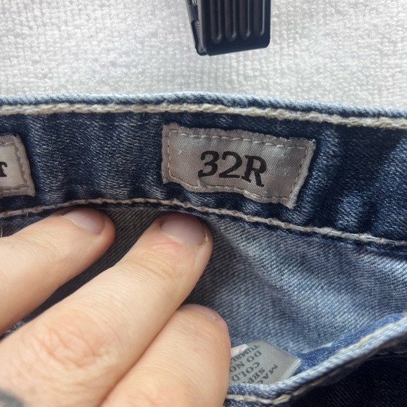 BKE Buckle Tyler Straight Leg Jeans Mens 32R Stretch Denim Blue Wide Stitch 1941 - Picture 3 of 10